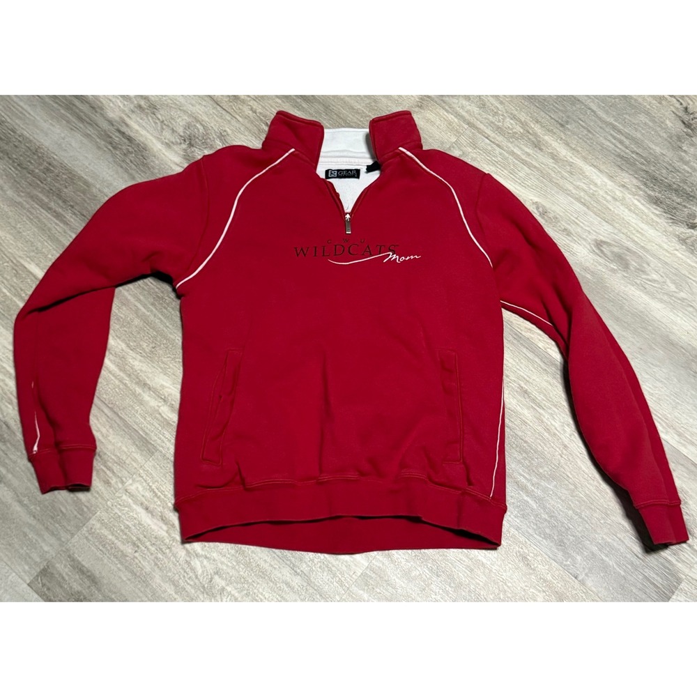 Gear for Sports CWU Wildcats Mom Quarter Zip Sweatshirt Red Women Medium